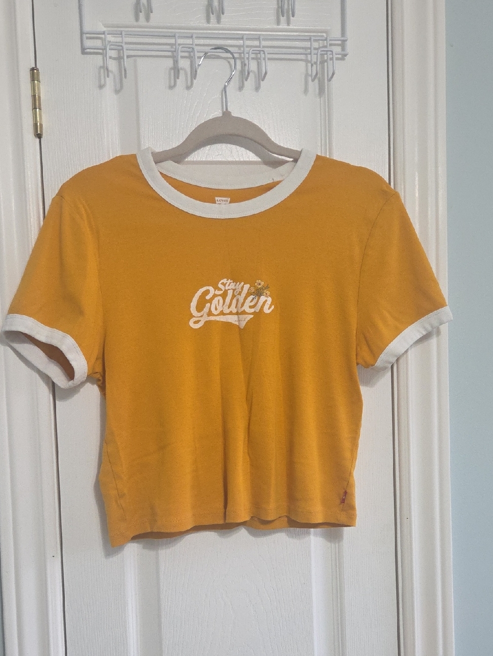 Levi's Yellow Cropped Tee with White Trim